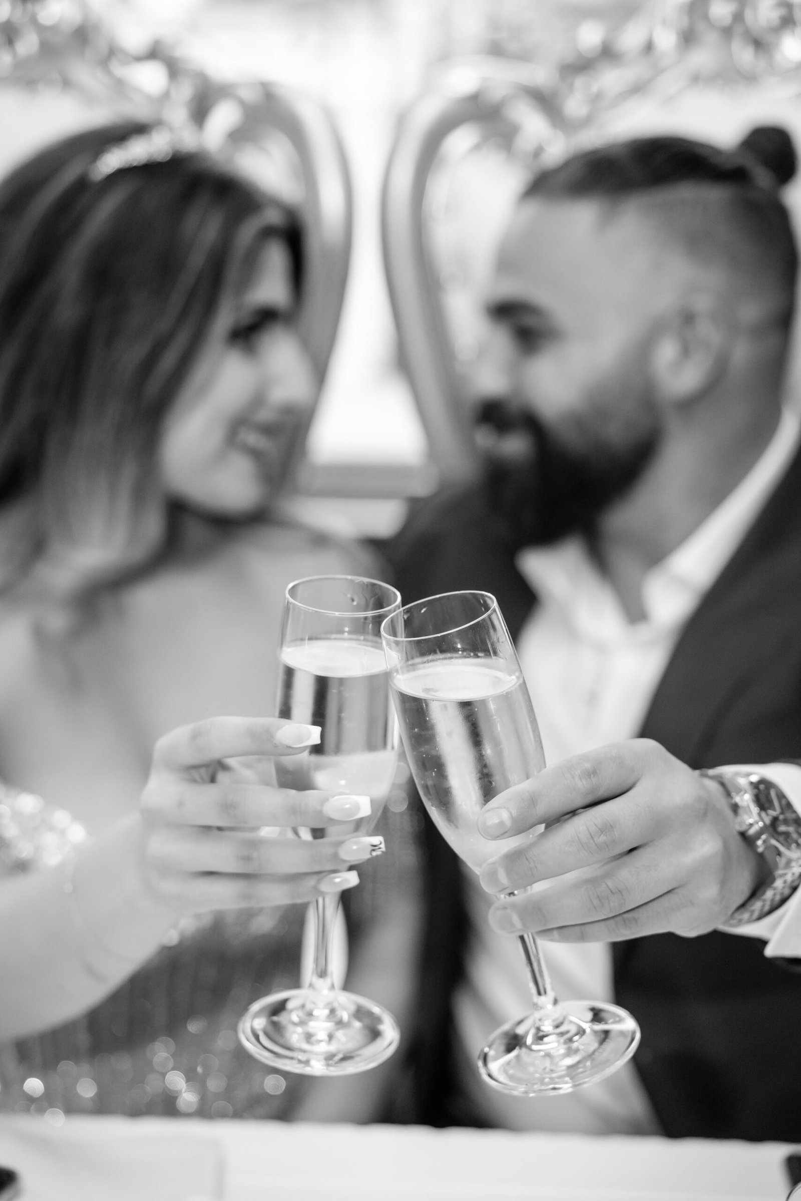 Champagne toast at an engagement party