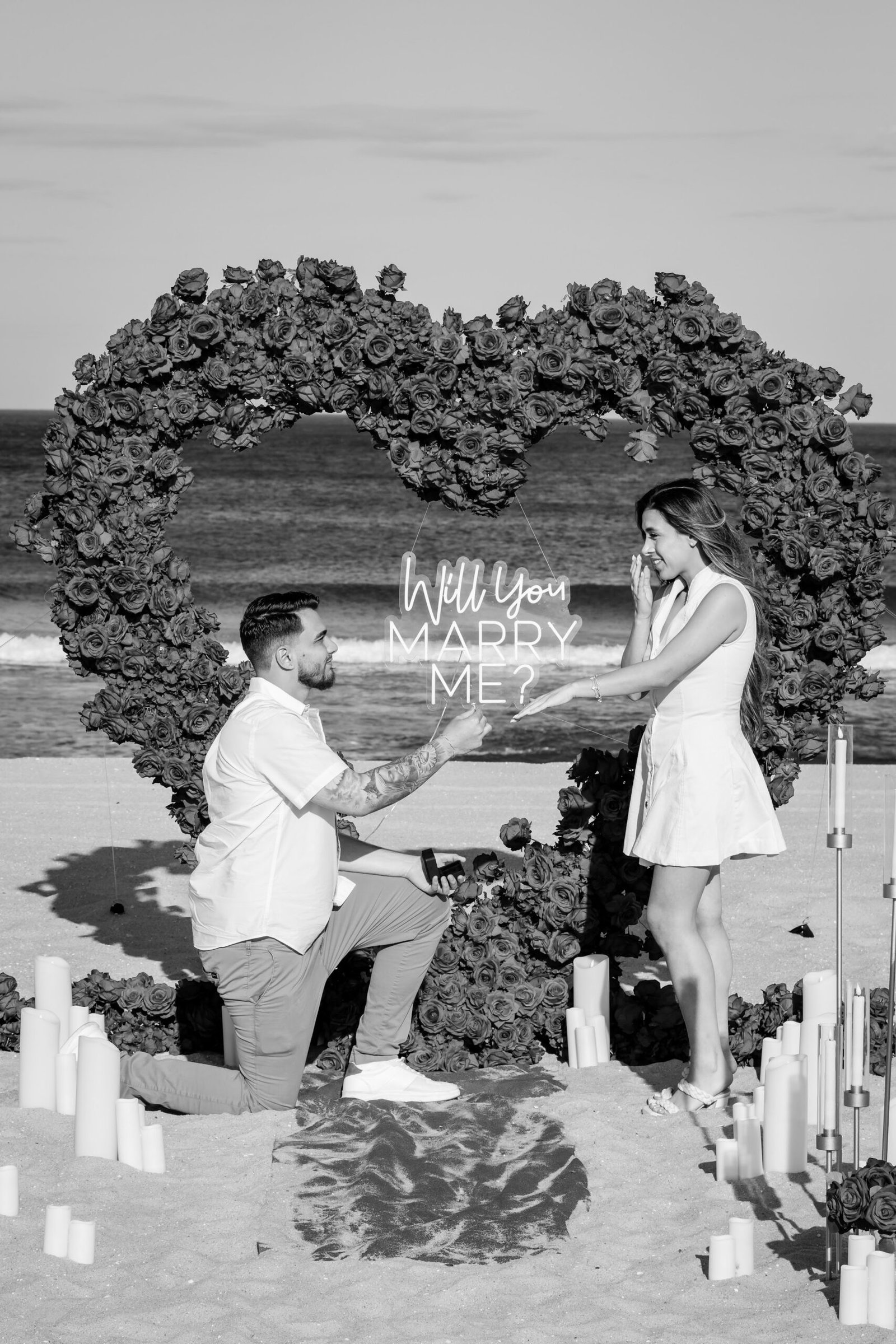 Black and white photograph of the beachside rose arch proposal