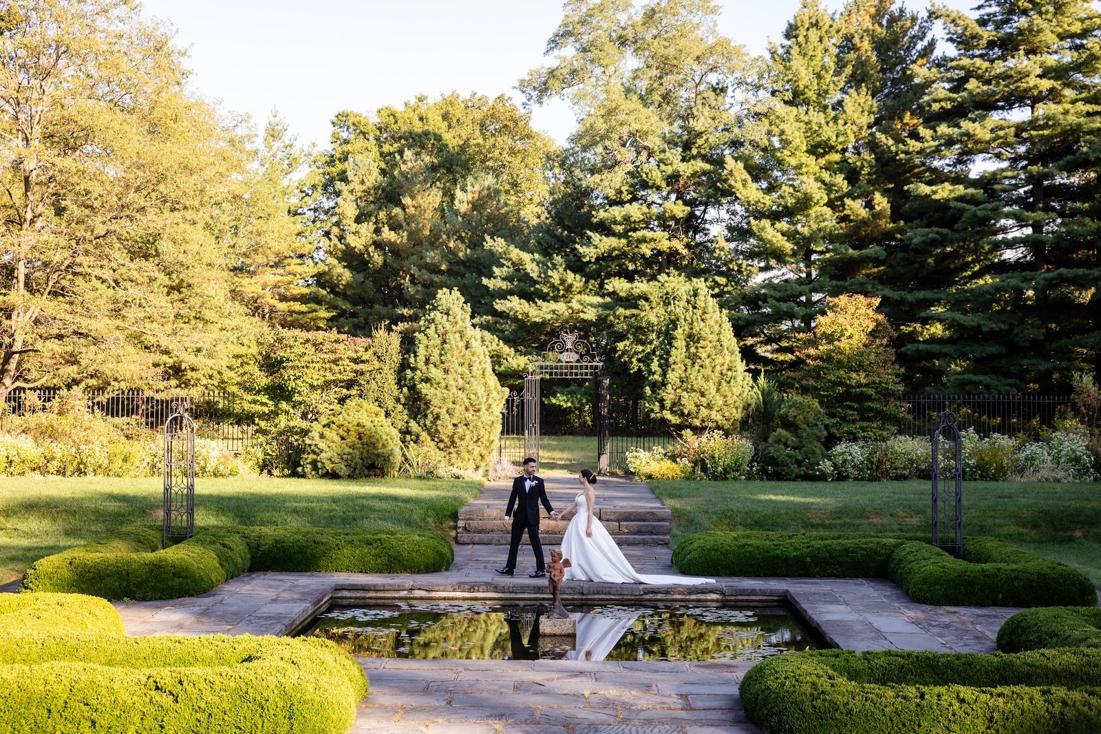 Bride and groom on the estate grounds, filmed by Team Zoom Studios